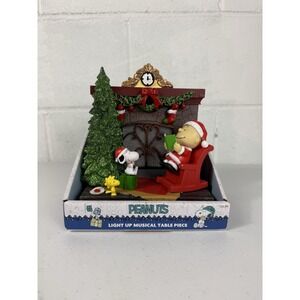 Peanuts Battery-Operated Fireplace Lit Musical Table Piece, 7-Inch, Multicolored
